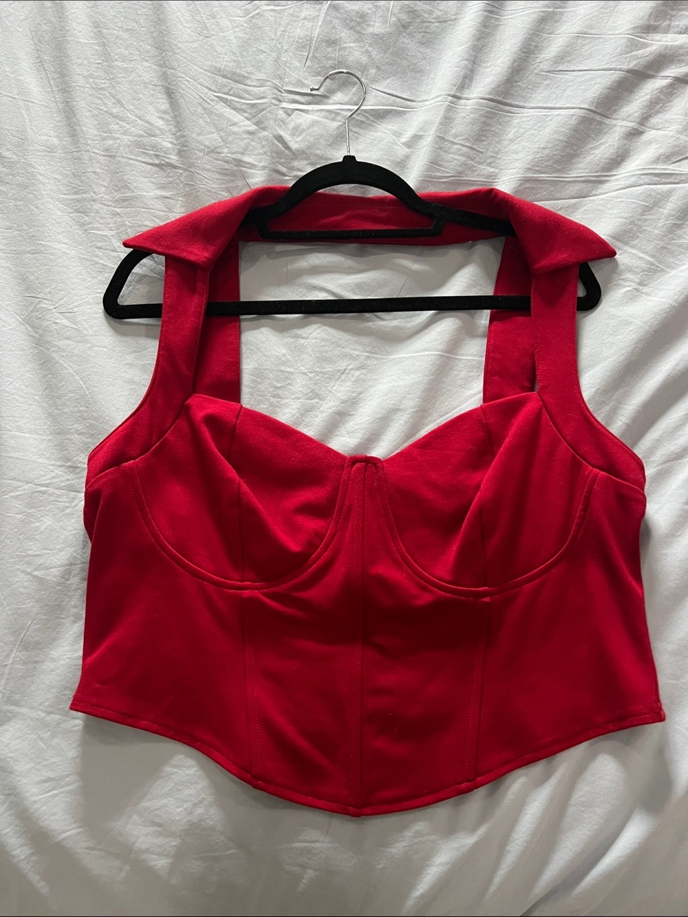 Red Structured Bustier Crop Top